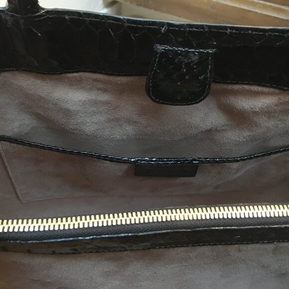 NEW Never Carried Auth Nancy Gonzalez GENUINE PYTHON shiny black tote bag $3950 - Picture 9 of 14